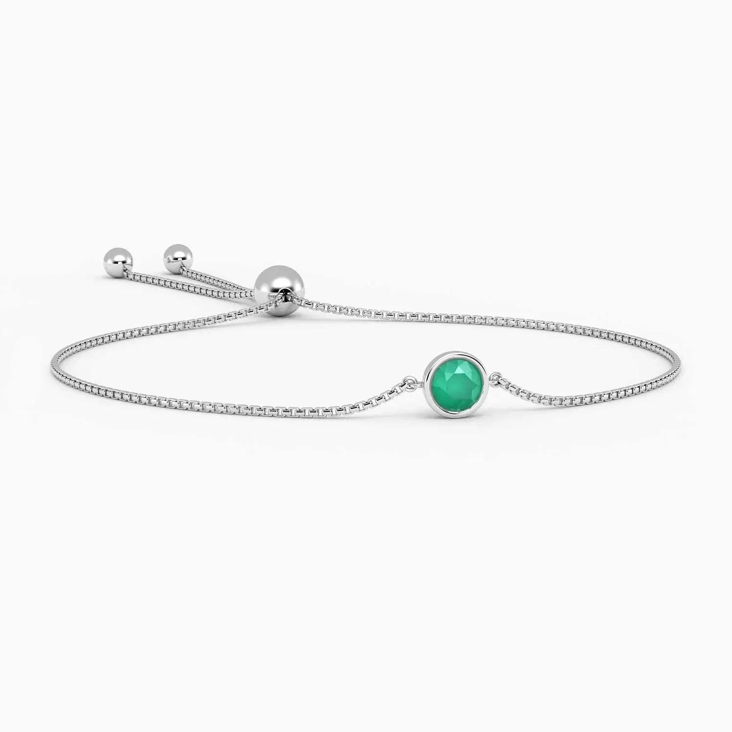 Irosk Bezel Set Round Emerald Bracelet