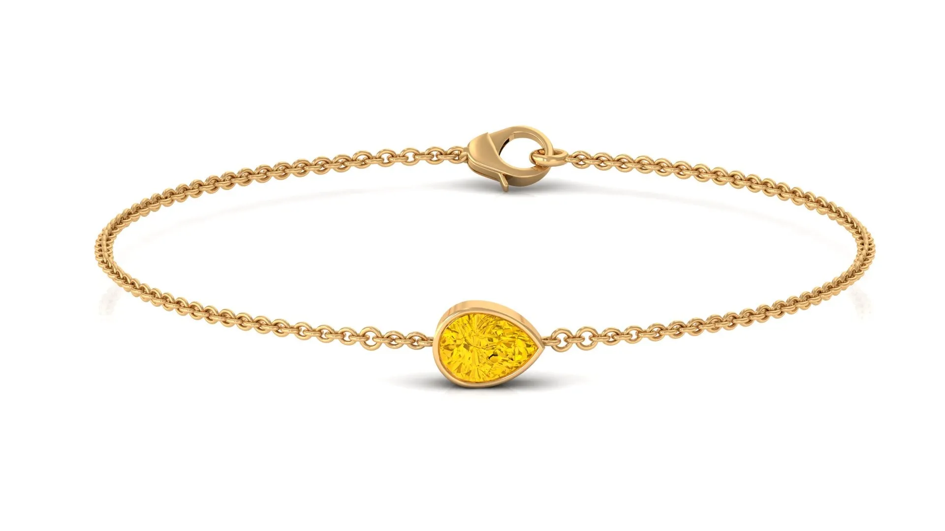 Pear Cut Yellow Sapphire Solitaire Chain Bracelet