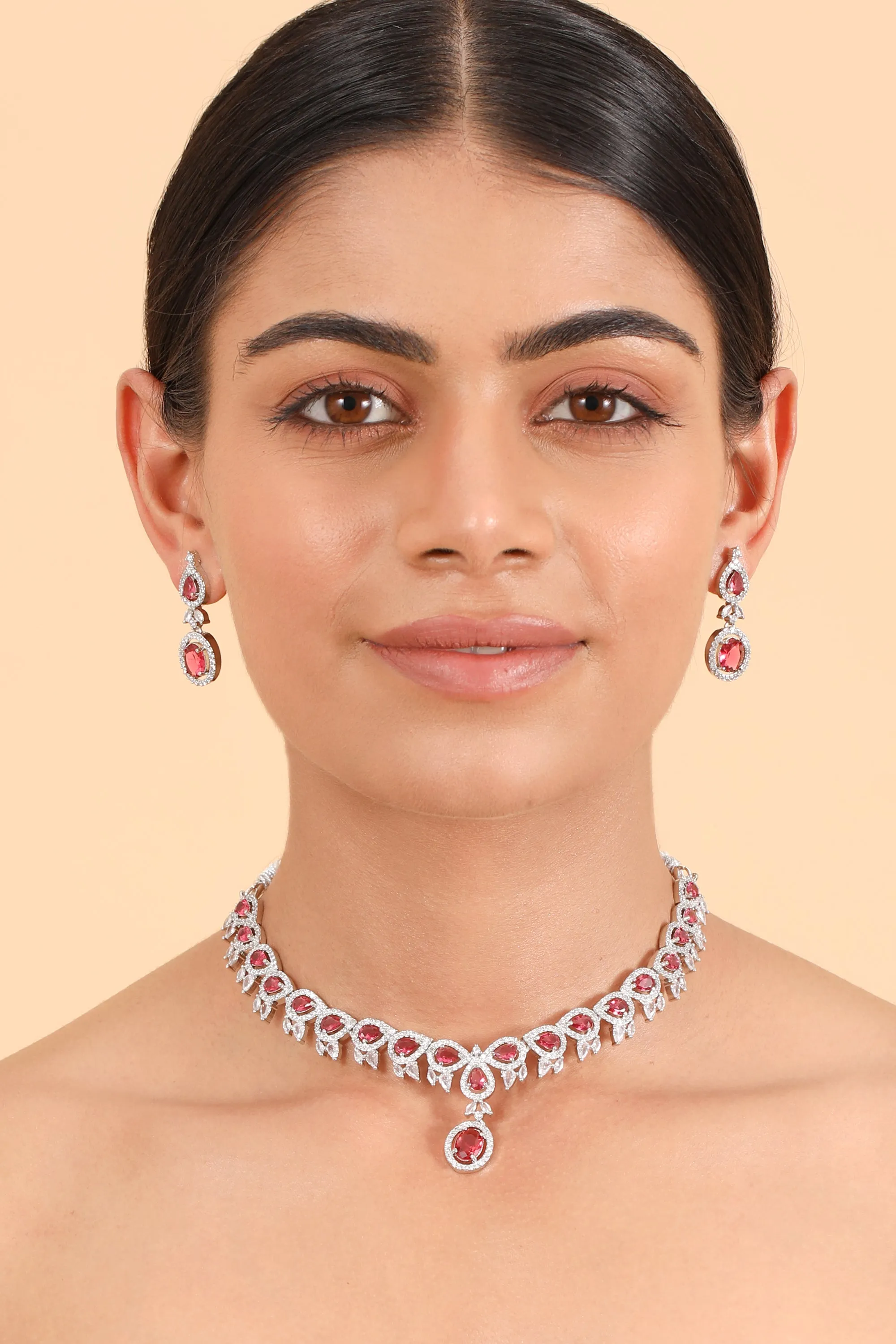 Pearlfect Quartz American Diamond Necklace Sets