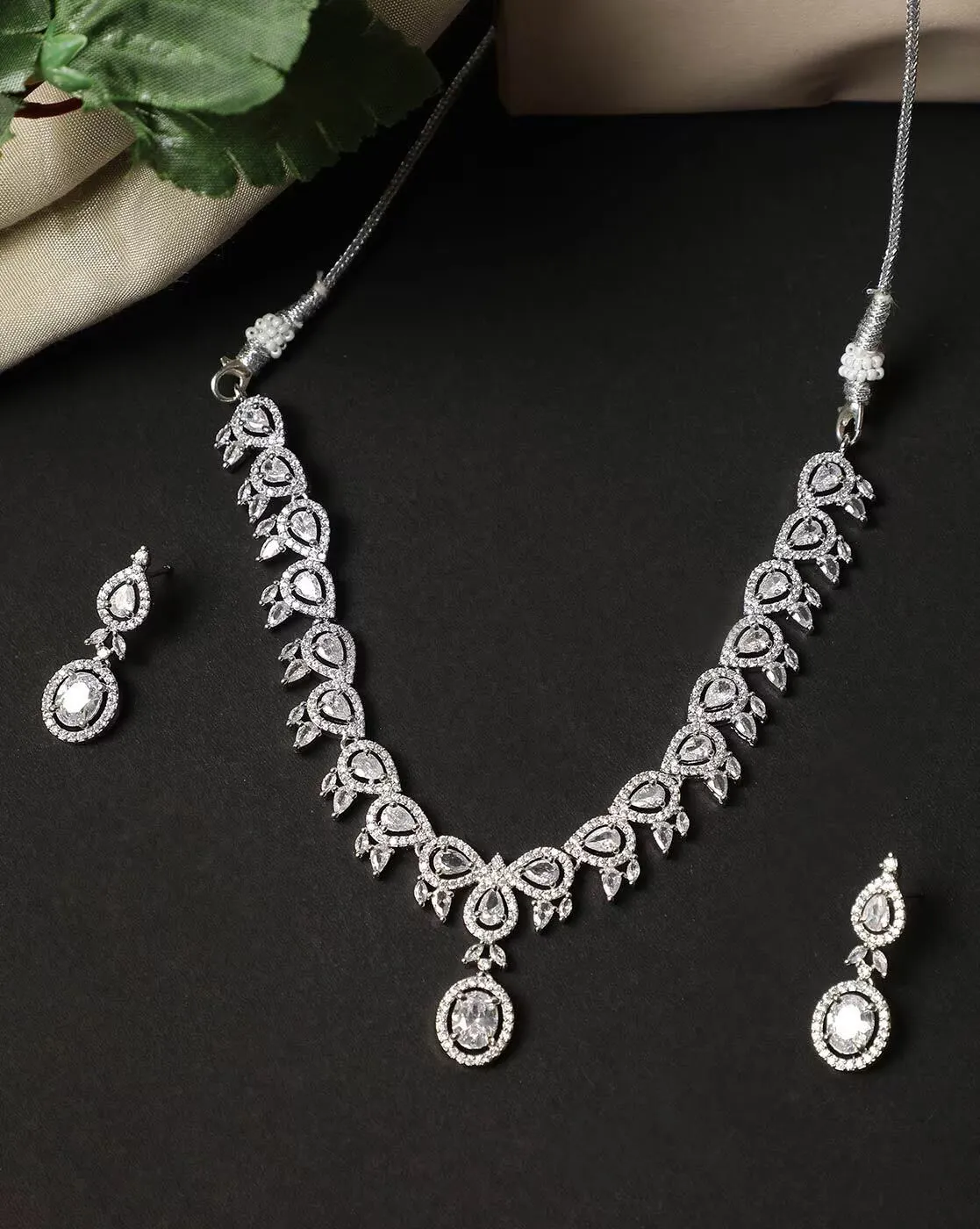 Pearlfect Quartz American Diamond Necklace Sets
