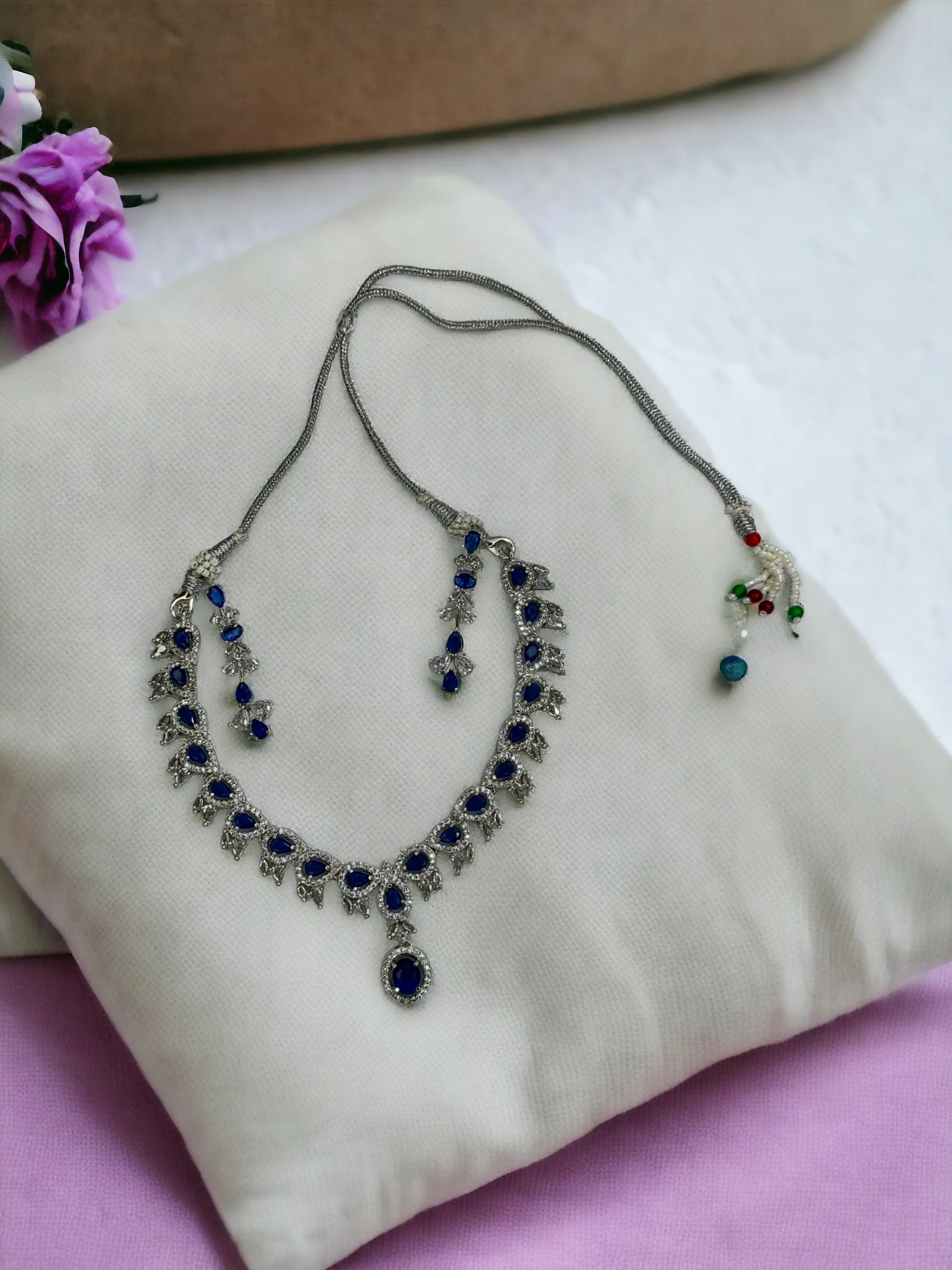 Pearlfect Quartz American Diamond Necklace Sets