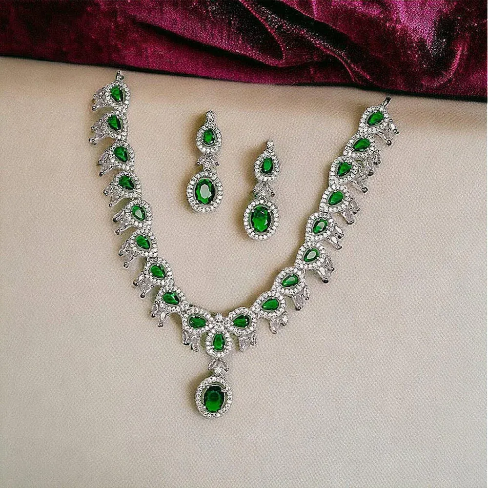 Pearlfect Quartz American Diamond Necklace Sets