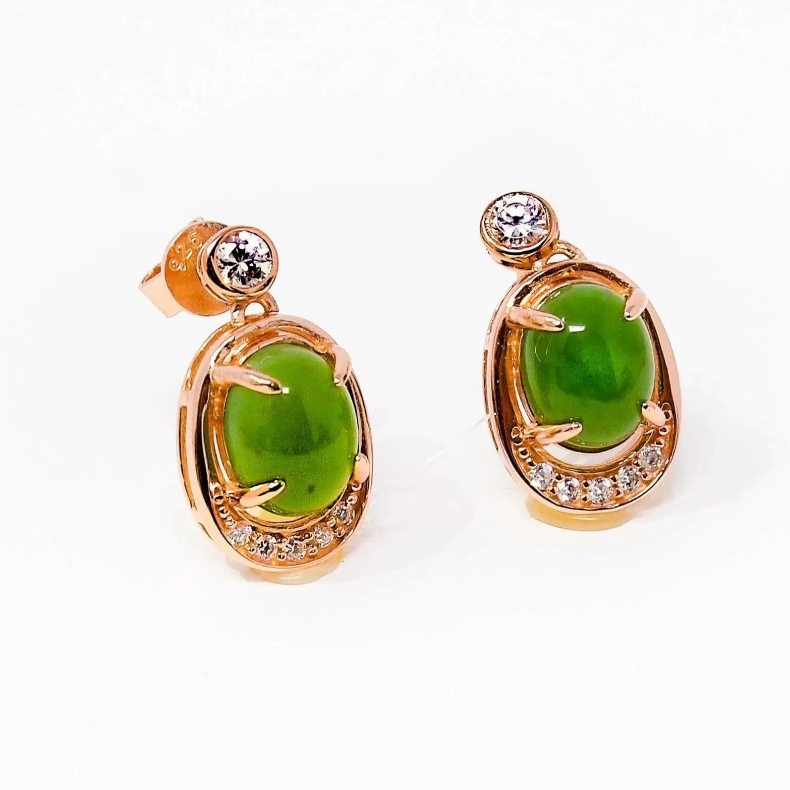 "Prosperity" Genuine Nephrite Green Jade Sterling Silver Matching Set