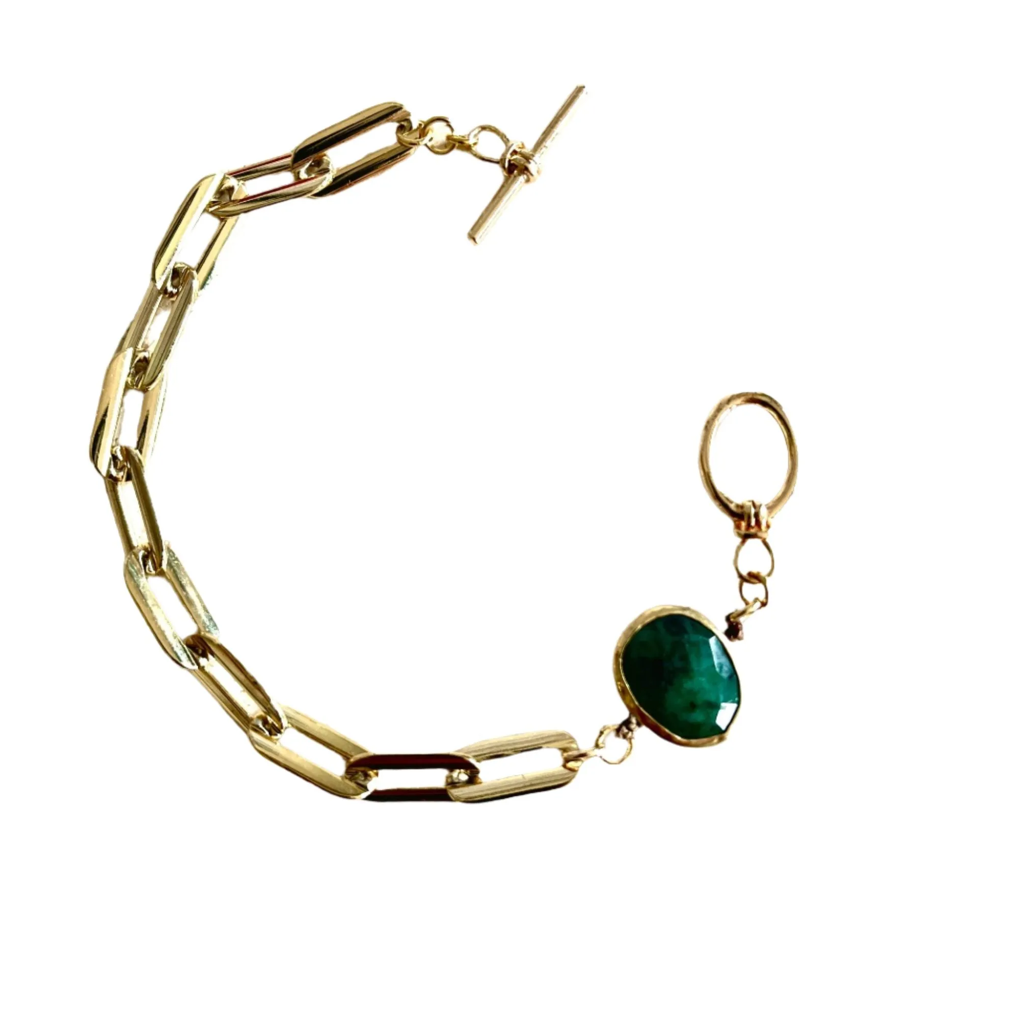 Raw Emerald Bezel Bracelet
