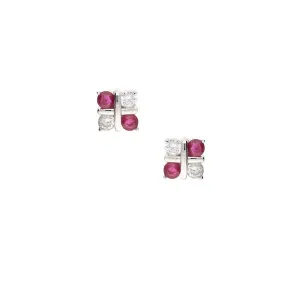 Silver and ruby serenity stud earrings