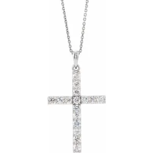 Sterling Silver 1/10 CTW Natural Diamond Cross 18" Necklace